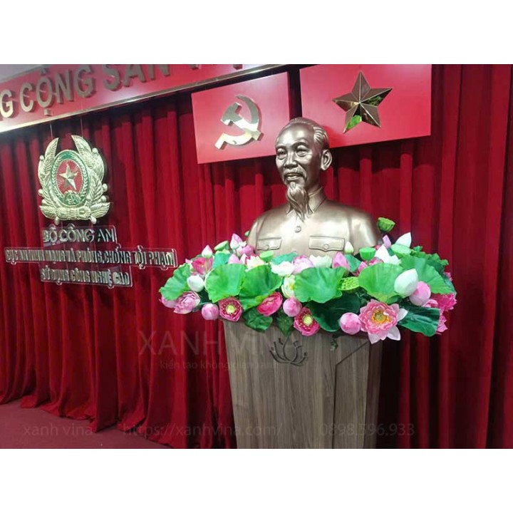 Hoa sen giả trang trí bục phát biểu KT 80x50cm
